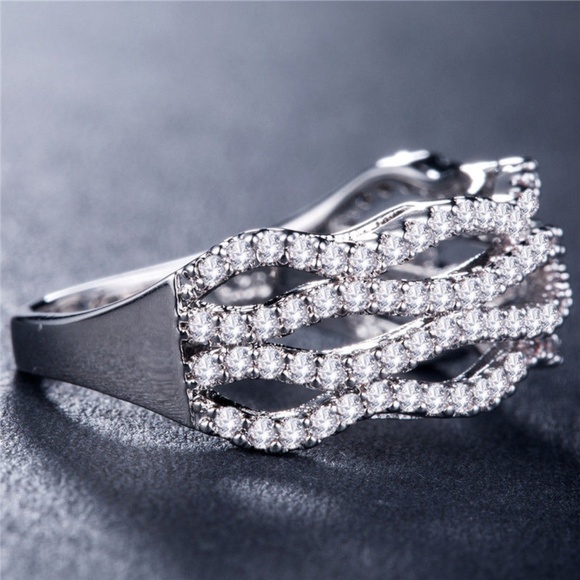 Huitan Jewelry - 925 Silver Round Cut White Sapphire Wedding Ring